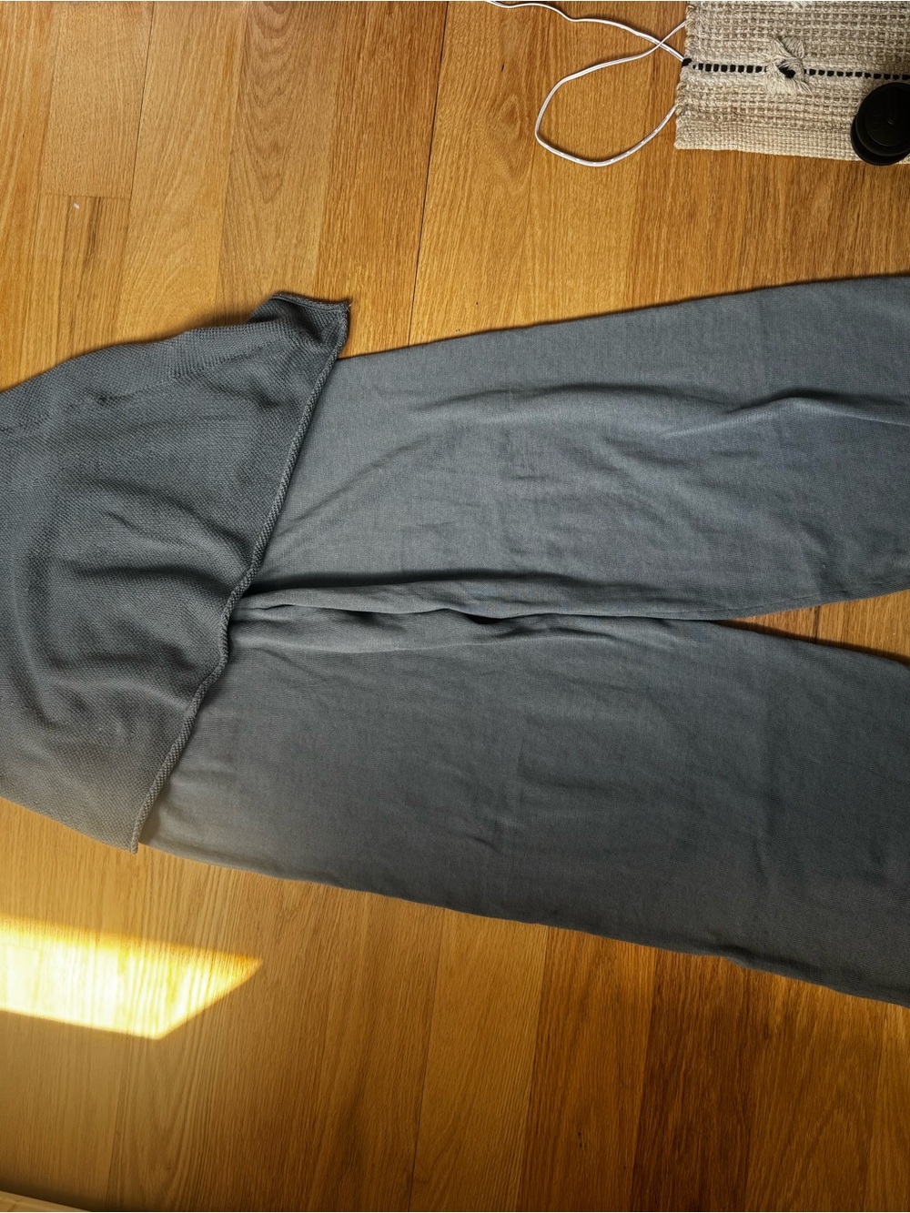 Blue gray sweater set with asymmetrical tube top and pants